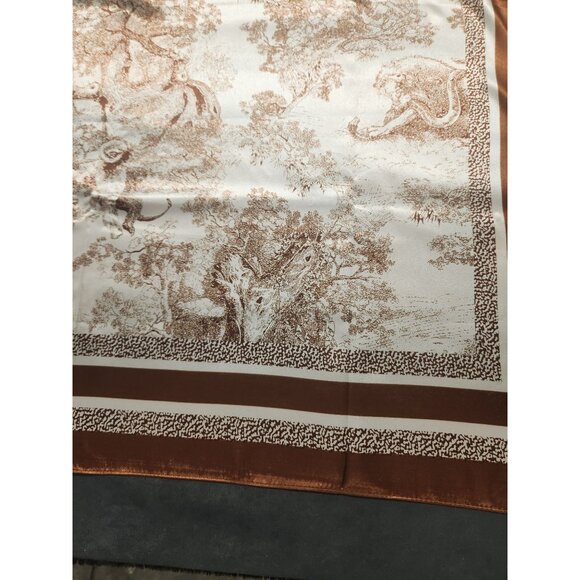 Scarf Brown & Beige Animal Wildlife Print Luxury Large 35" Square Accessory - Picture 6 of 15